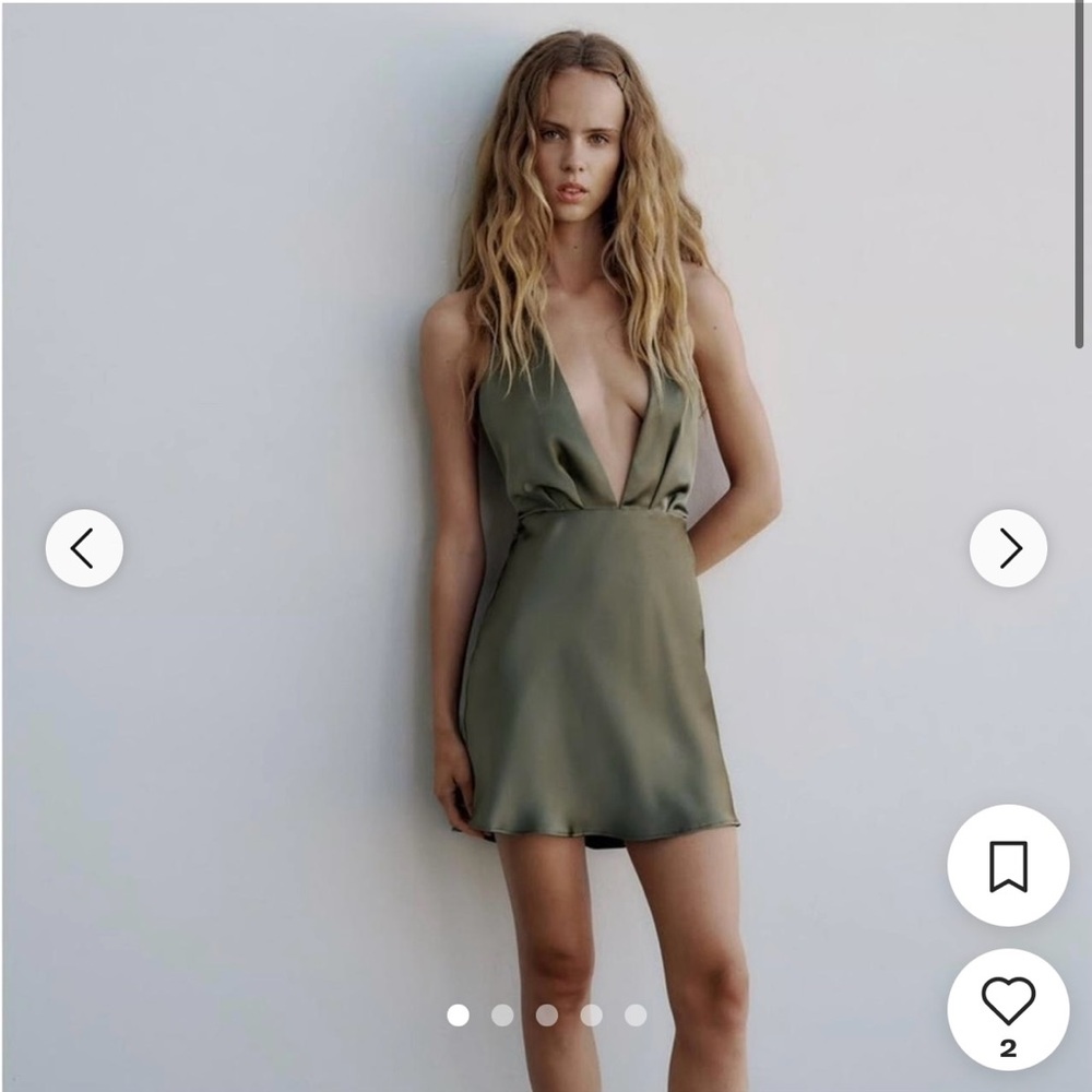 Sleek Olive Green Mini Dress